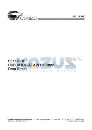SL11RIDE datasheet - USB to IDE/ATAPI Solution