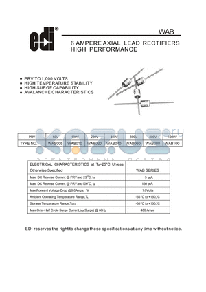 WAB010 datasheet - 6 AMPERE AXIAL LEAD RECTIFIERS HIGH PERFORMANCE