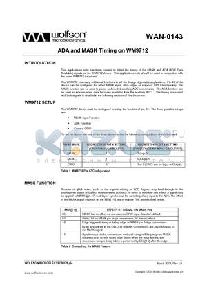 WAN-0143 datasheet - ADA and MASK Timing on WM9712