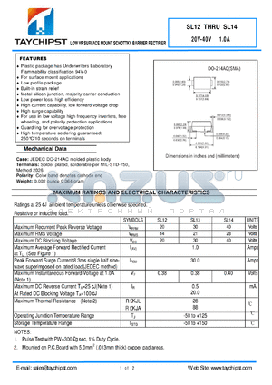 SL12 datasheet - LOW VF SURFACE MOUNT SCHOTTKY BARRIER RECTIFIER