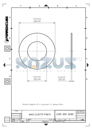 WAS-CLM-TP-P18-11 datasheet - MATERIAL: BAKELITE XP OR EQUIVALENT OR OPAQUE MYLAR