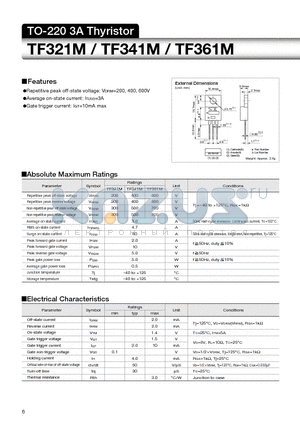 TF321M datasheet - TO-220 3A Thyristor