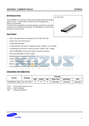 S5T5855A01-D0B0 datasheet - UNIVERSAL 15 MEMORY DIALER