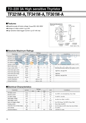 TF361M-A datasheet - TO-220 3A High sensitive Thyristor