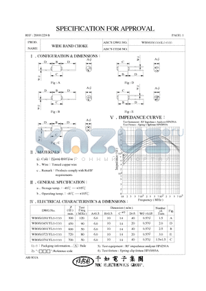 WB0610301YL datasheet - WIDE BAND CHOKE