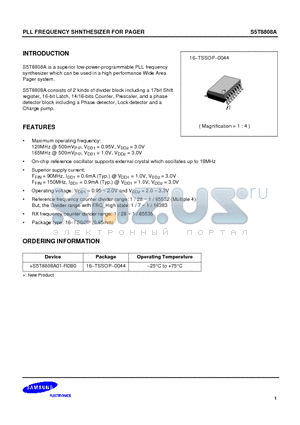 S5T8808A01-R0B0 datasheet - PLL FREQUENCY SHNTHESIZER FOR PAGER