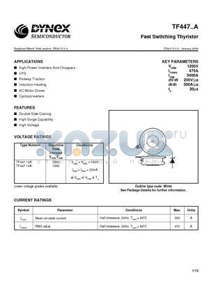 TF447 datasheet - Fast Switching Thyristor