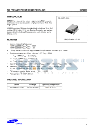 S5T8808X01-V0B0 datasheet - PLL FREQUENCY SHNTHESIZER FOR PAGER