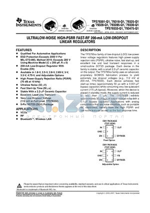 TPS79301DBVRQ1 datasheet - ULTRALOW-NOISE HIGH-PSRR FAST-RF 200-mA LOW-DROPOUT LINEAR REGULATORS