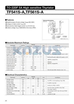 TF561S-A datasheet - TO-220F 5A High sensitive Thyristor