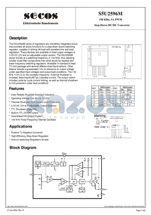 S5U2596M datasheet - 150 KHz, 3A PWM Step-Down DC/DC Converter