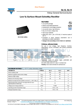 SL13-M3-5AT datasheet - Low VF Surface Mount Schottky Rectifier
