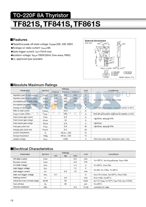 TF821S datasheet - TO-220F 8A Thyristor