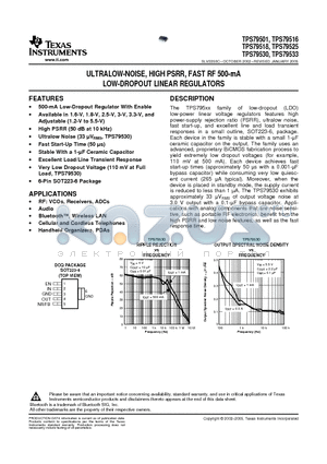 TPS79501 datasheet - ULTRALOW-NOISE, HIGH PSRR, FAST RF 500-mA LOW-DROPOUT LINEAR REGULATORS