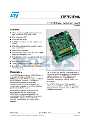 STR750-EVAL datasheet - STR750-EVAL evaluation board
