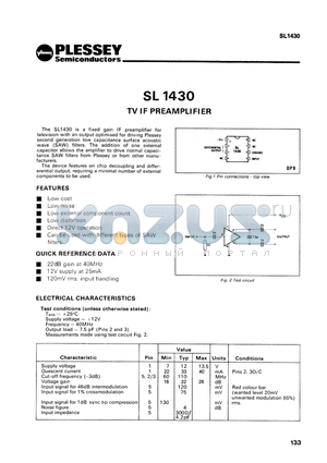 SL1430 datasheet - TV IF PREAMPLIFIER