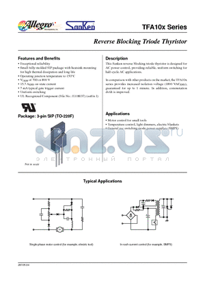 TFA108S datasheet - Reverse Blocking Triode Thyristor