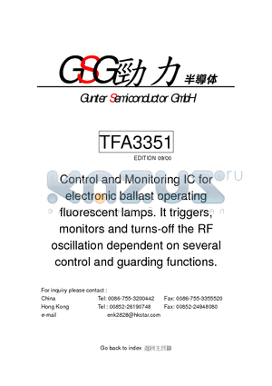 TFA3351 datasheet - IC for Electronic Ballasts