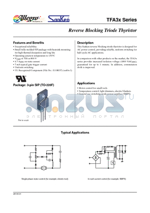 TFA37 datasheet - Reverse Blocking Triode Thyristor