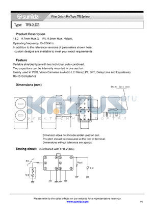 TFB-2LDG datasheet - Filter Coils