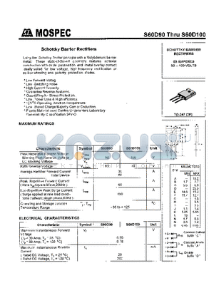 S60D100 datasheet - SCHOTTKY BARRIER RECTIFIERS(60A,90-100V)