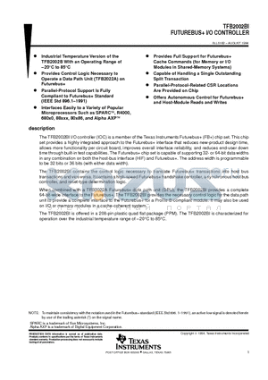 TFB2002B datasheet - FUTUREBUS I/O CONTROLLER