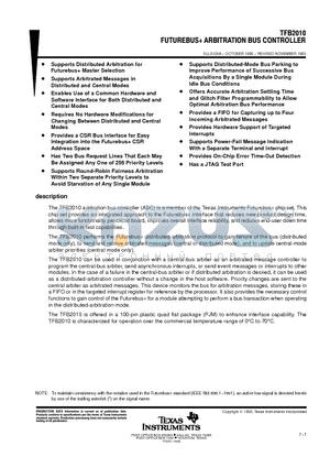 TFB2010 datasheet - FUTUREBUS ARBITRATION BUS CONTROLLER