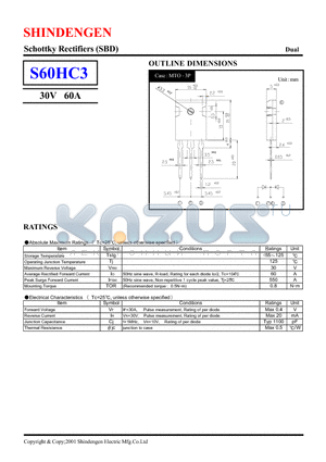 S60HC3 datasheet - Schottky Rectifiers(SBD)