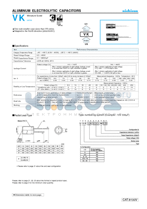 UVK0J223MPD datasheet - ALUMINUM ELECTROLYTIC CAPACITORS