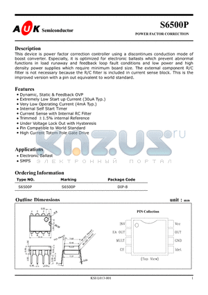 S6500P datasheet - POWER FACTOR CORRECTION