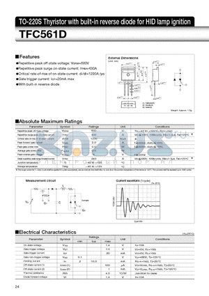 TFC561D datasheet - TO-220S Thyristor with built-in reverse diode for HID lamp ignition