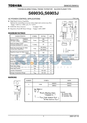 S6903G datasheet - AC POWER CONTROL APPLICATIONS