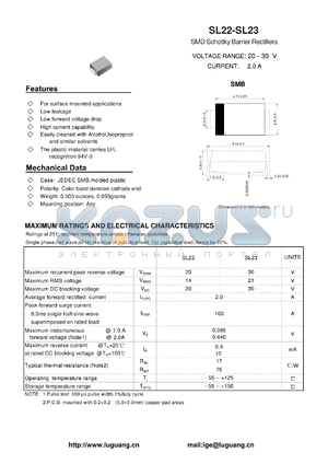 SL22 datasheet - SMD Schottky Barrier Rectifiers