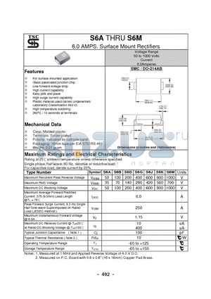 S6A datasheet - 6.0 AMPS. Surface Mount Rectifiers