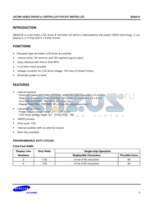 S6A0079 datasheet - 34COM/120SEG DRIVER & CONTROLLER FOR DOT MATRIX LCD