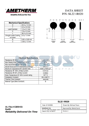 SL221R020 datasheet - Reliability Delivered On Time