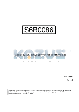 S6B0086 datasheet - 80 CH SEGMENT / COMMON DRIVER FOR DOT MATRIX LCD