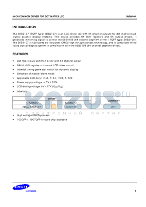 S6B0108 datasheet - 64CH COMMON DRIVER FOR DOT MATRIX LCD