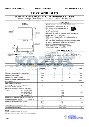 SL23 datasheet - LOW VF SURFACE MOUNT SCHOTTKY BARRIER RECTIFIER