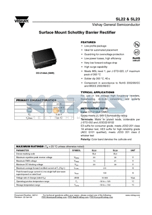 SL23-E3/52T datasheet - Surface Mount Schottky Barrier Rectifier