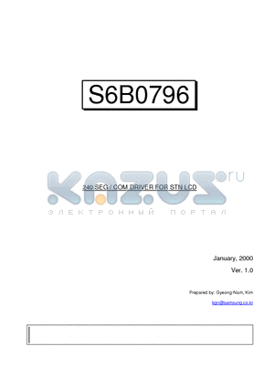 S6B0796 datasheet - 240 SEG / COM DRIVER FOR STN LCD