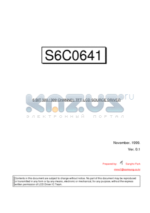 S6C0641 datasheet - 6 BIT 300 / 309 CHANNEL TFT-LCD SOURCE DRIVER