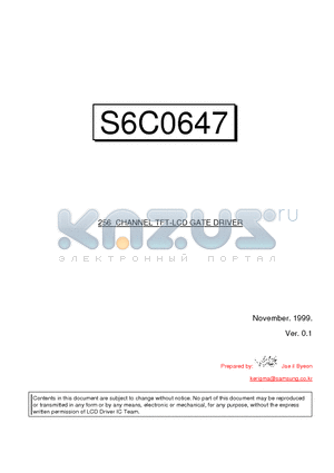 S6C0647 datasheet - 256 CHANNEL TFT-LCD GATE DRIVER