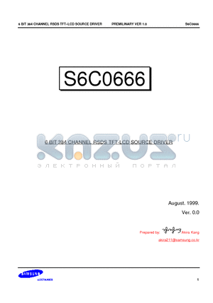 S6C0666 datasheet - 6 BIT 384 CHANNEL RSDS TFT-LCD SOURCE DRIVER