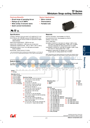 TFCJJ6P0040C datasheet - Miniature Snap-acting Switches
