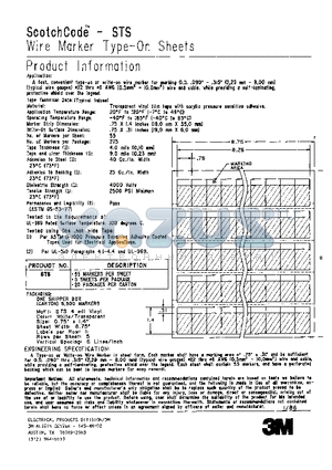 STS datasheet - Wire Marker type-On sheets