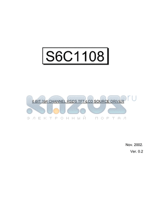 S6C1108 datasheet - 6 BIT 384 CHANNEL RSDS TFT-LCD SOURCE DRIVER