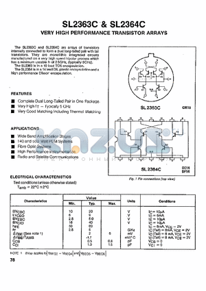 SL2363C datasheet - VERY HIGH PERFORMANCE TRANSISTOR ARRAYS