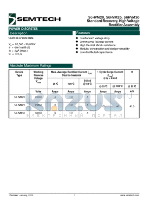 S6HVM20_10 datasheet - Standard Recovery, High Voltage Rectifier Assembly