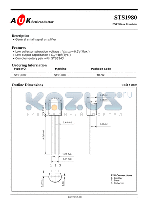 STS1980 datasheet - PNP Silicon Transistor